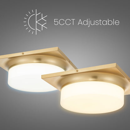 Alteck Grande 13" LED Flush, Antique Brass, Antique Brass