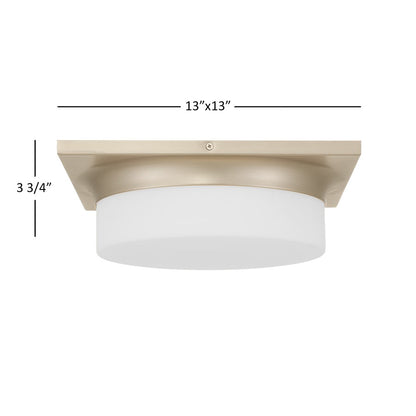 Alteck Grande 13in 1-Light LED Flush Mount | Transitional Brushed Nickel and Opal Glass | Entryway & Hallway | Model BFM0027-5CCT-BN