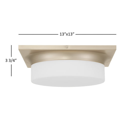 Alteck Grande 13in 1-Light LED Flush Mount | Transitional Brushed Nickel and Opal Glass | Entryway & Hallway | Model BFM0027-5CCT-BN