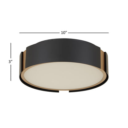 Alteck Milan 10in 1-Light LED Flush Mount | Contemporary Matte Black and Brass Accent | Entryway & Hallway | 10 x 10 x 3 in | Model BFM0028-5CCT-BK
