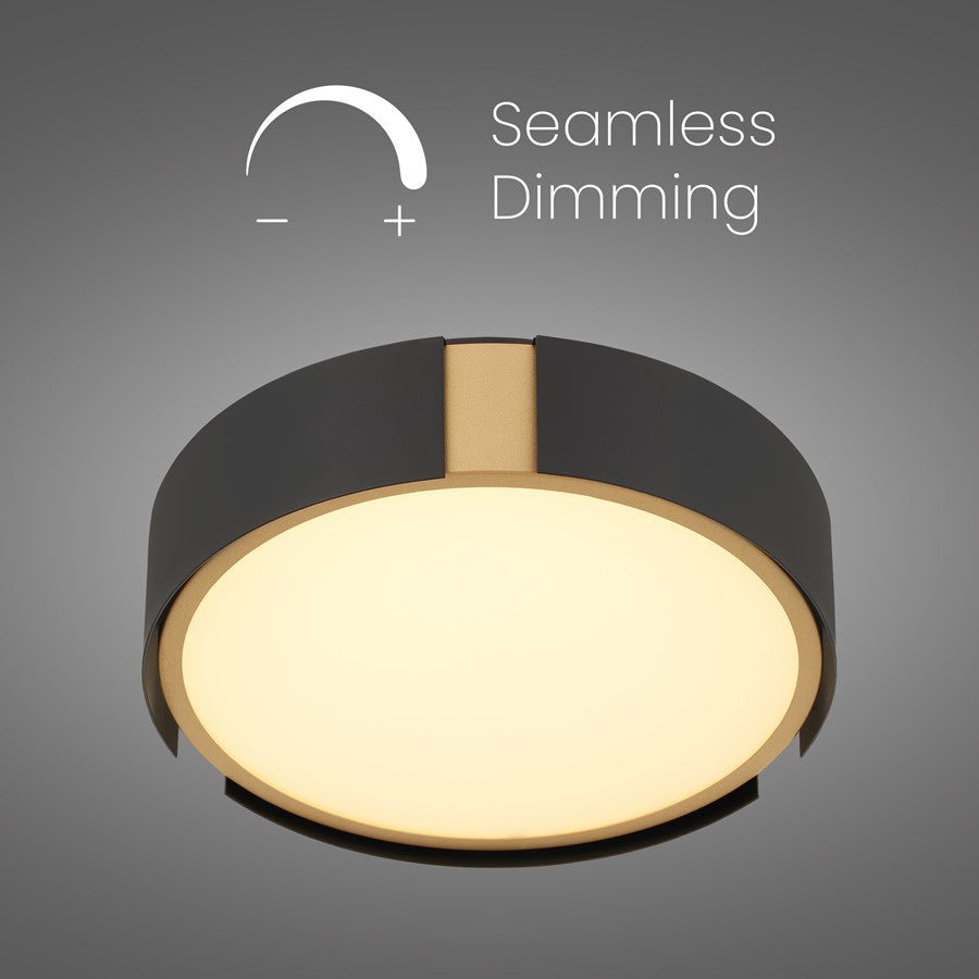 Alteck Milan 10" LED Flush, Matte, Black with Brass Accent