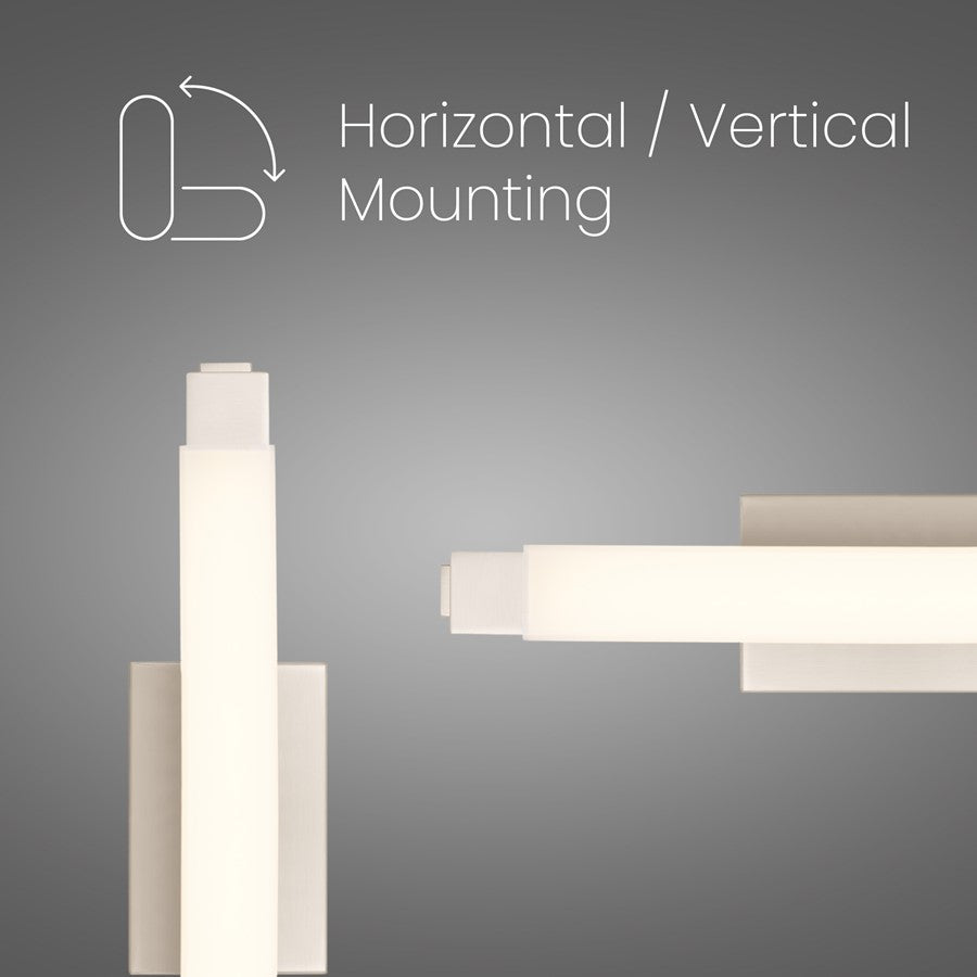 Alteck Albion 20in 1-Light LED Bath Vanity Light | Contemporary Brushed Nickel and Opal Acrylic | Bathroom & Powder Room | Model BW0030-3CCT-BN