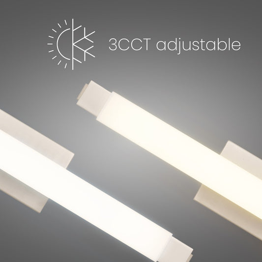 Alteck Albion 26in 1-Light LED Bath Vanity Light | Contemporary Brushed Nickel and Opal Acrylic | Bathroom & Powder Room | Model BW0031-3CCT-BN