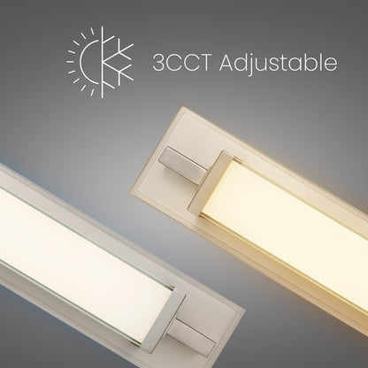 Alteck Empire 22in 1-Light LED Bathroom Vanity Light | Contemporary Brushed Nickel and Opal Glass | Bathroom Vanity & Mirror | Model BW0032-3CCT-BN