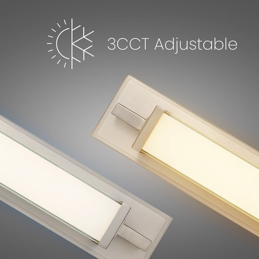 Alteck Empire 22in 1-Light LED Bathroom Vanity Light | Contemporary Brushed Nickel and Opal Glass | Bathroom Vanity & Mirror | Model BW0032-3CCT-BN