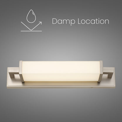 Alteck Empire 22in 1-Light LED Bathroom Vanity Light | Contemporary Brushed Nickel and Opal Glass | Bathroom Vanity & Mirror | Model BW0032-3CCT-BN