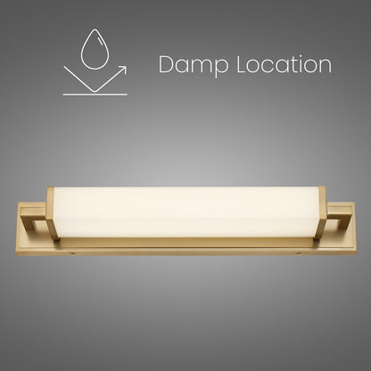 Alteck Empire 28in 1-Light LED Bathroom Vanity Light | Contemporary Antique Brass and Opal Glass | Bathroom Vanity & Mirror | Model BW0033-3CCT-AB