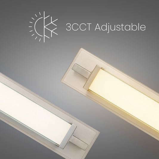Alteck Empire 28in 1-Light LED Bathroom Vanity Light | Contemporary Brushed Nickel and Opal Glass | Bathroom Vanity & Mirror | Model BW0033-3CCT-BN
