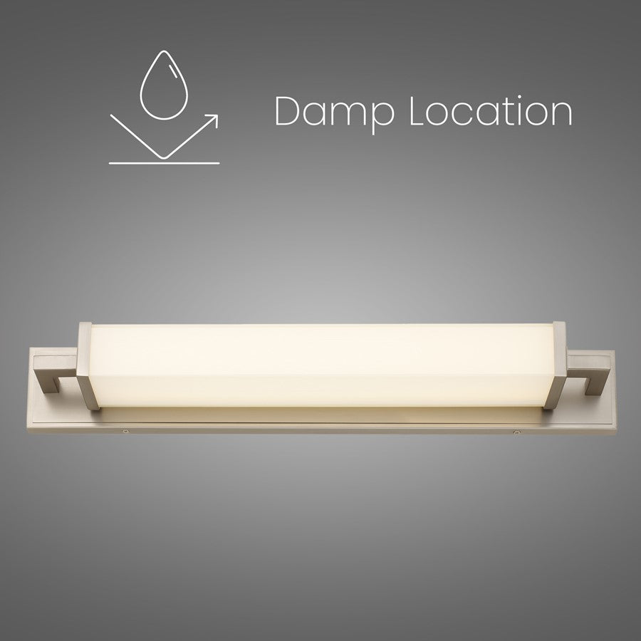 Alteck Empire 28in 1-Light LED Bathroom Vanity Light | Contemporary Brushed Nickel and Opal Glass | Bathroom Vanity & Mirror | Model BW0033-3CCT-BN