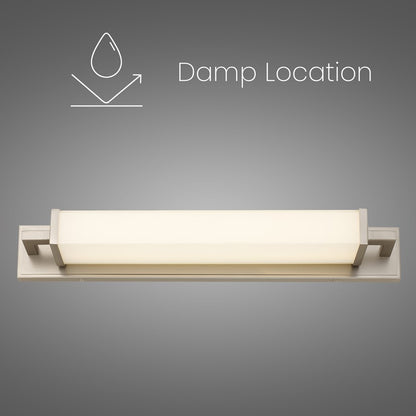 Alteck Empire 28in 1-Light LED Bathroom Vanity Light | Contemporary Brushed Nickel and Opal Glass | Bathroom Vanity & Mirror | Model BW0033-3CCT-BN