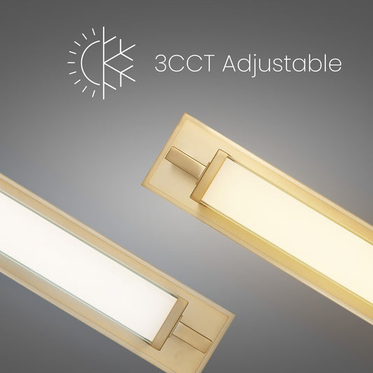 Alteck Empire 34in 1-Light LED Bathroom Vanity Light | Contemporary Antique Brass and Opal Glass | Bathroom & Powder Room | Model BW0034-3CCT-AB