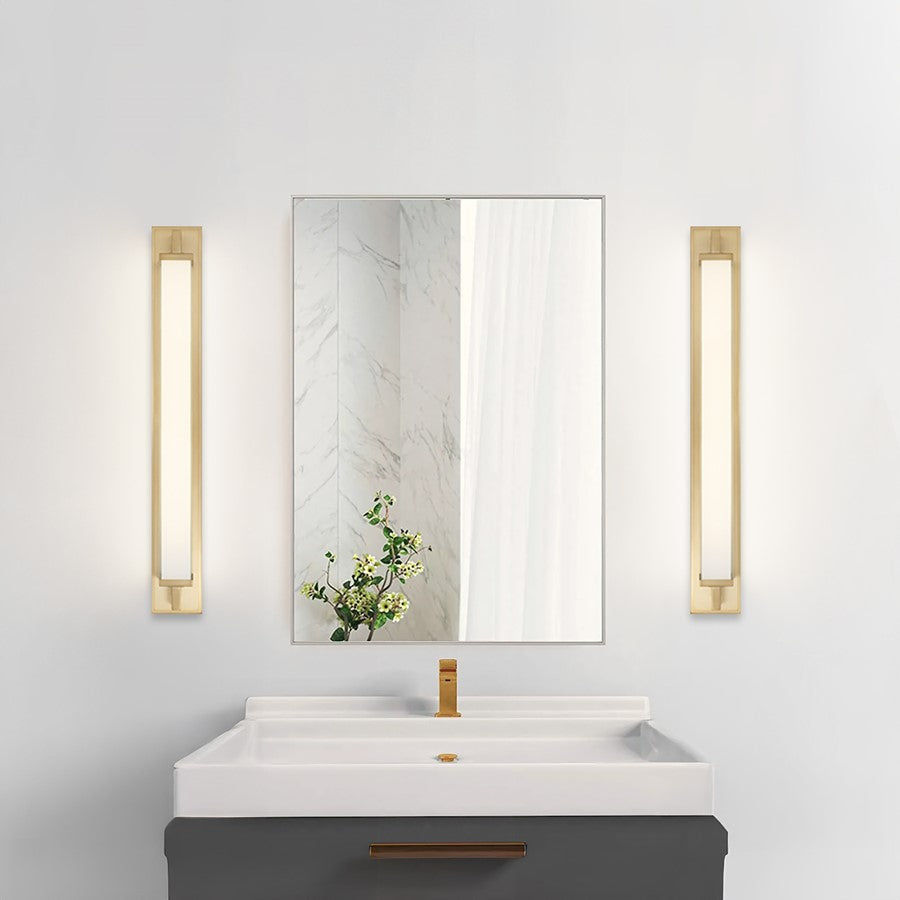 Alteck Empire 34in 1-Light LED Bathroom Vanity Light | Contemporary Antique Brass and Opal Glass | Bathroom & Powder Room | Model BW0034-3CCT-AB