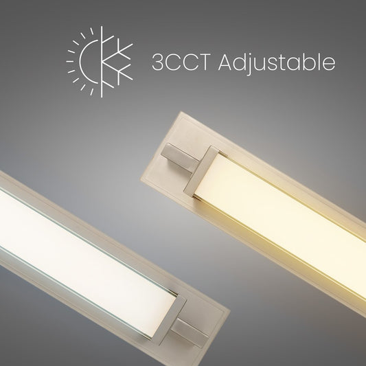 Alteck Empire 34in 1-Light LED Bathroom Vanity Light | Contemporary Brushed Nickel and Opal Glass | Bathroom & Powder Room | Model BW0034-3CCT-BN