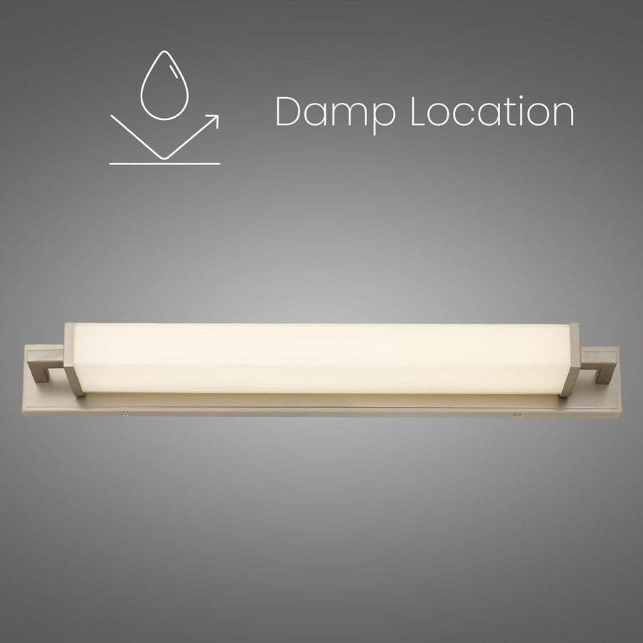 Alteck Empire 34in 1-Light LED Bathroom Vanity Light | Contemporary Brushed Nickel and Opal Glass | Bathroom & Powder Room | Model BW0034-3CCT-BN