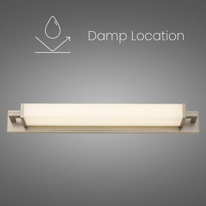 Alteck Empire 34in 1-Light LED Bathroom Vanity Light | Contemporary Brushed Nickel and Opal Glass | Bathroom & Powder Room | Model BW0034-3CCT-BN
