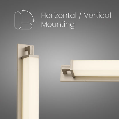 Alteck Empire 34in 1-Light LED Bathroom Vanity Light | Contemporary Brushed Nickel and Opal Glass | Bathroom & Powder Room | Model BW0034-3CCT-BN