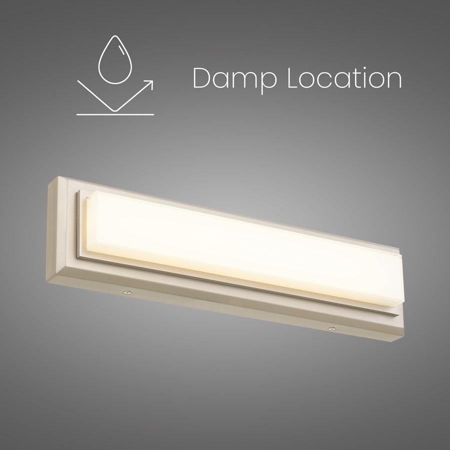Alteck Roman 18in 1-Light LED Bathroom Vanity Light | Contemporary Brushed Nickel and Opal Acrylic | Bathroom & Powder Room | Model BW0035-3CCT-BN