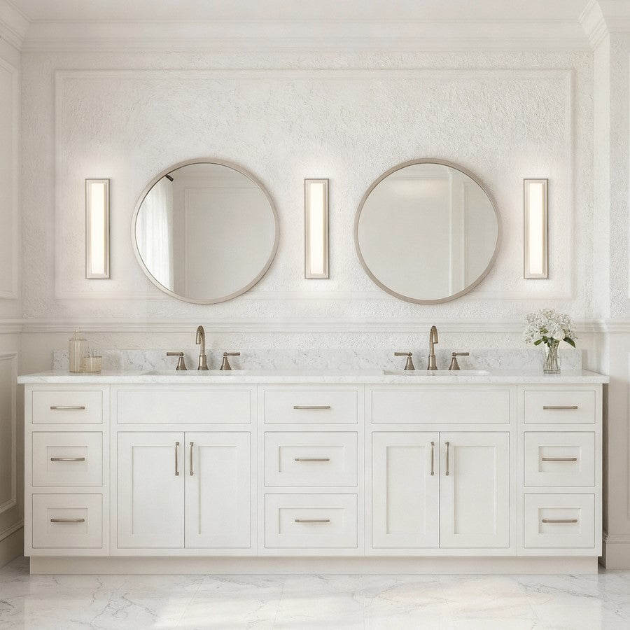Alteck Roman 18in 1-Light LED Bathroom Vanity Light | Contemporary Brushed Nickel and Opal Acrylic | Bathroom & Powder Room | Model BW0035-3CCT-BN