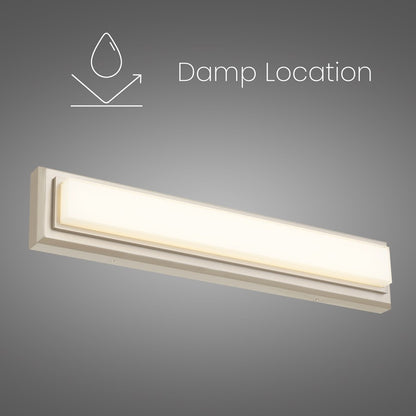 Alteck Roman 24in 1-Light LED Bathroom Vanity Light | Contemporary Brushed Nickel and Opal Acrylic | Bathroom Vanity & Powder | Model BW0036-3CCT-BN