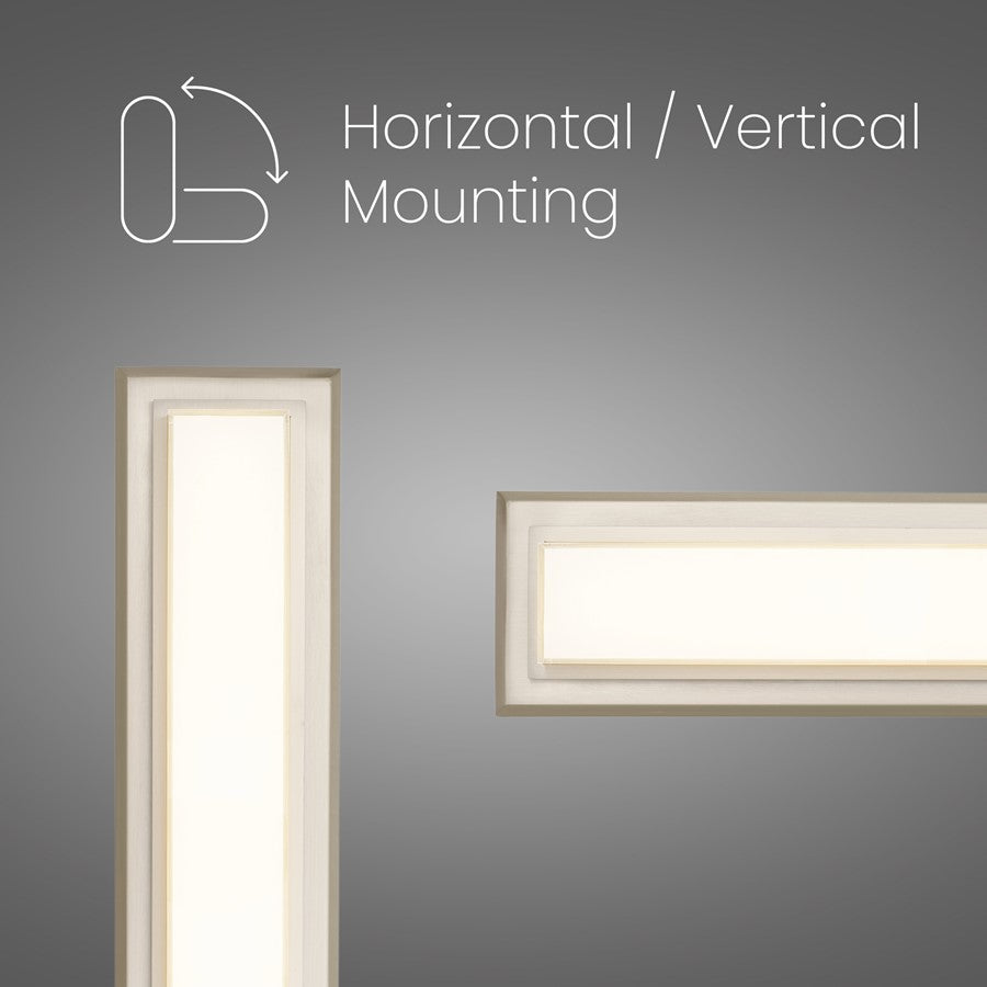 Alteck Roman 24in 1-Light LED Bathroom Vanity Light | Contemporary Brushed Nickel and Opal Acrylic | Bathroom Vanity & Powder | Model BW0036-3CCT-BN