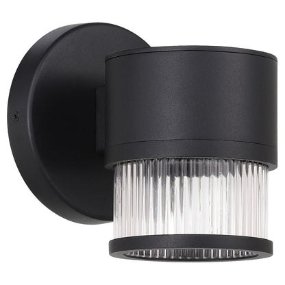 Access Ari Clr Ribbed Outdoor LED Wall Mt, Black/Clr Ribbed