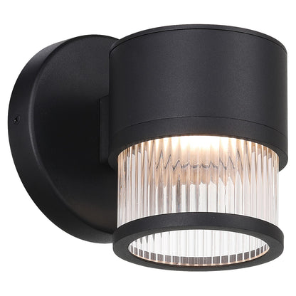 Access Ari Clr Ribbed Outdoor LED Wall Mt, Black/Clr Ribbed