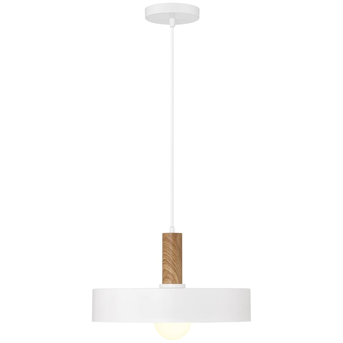 Access Lighting Slate 1 Light Pendant, White/Wood Grain/White