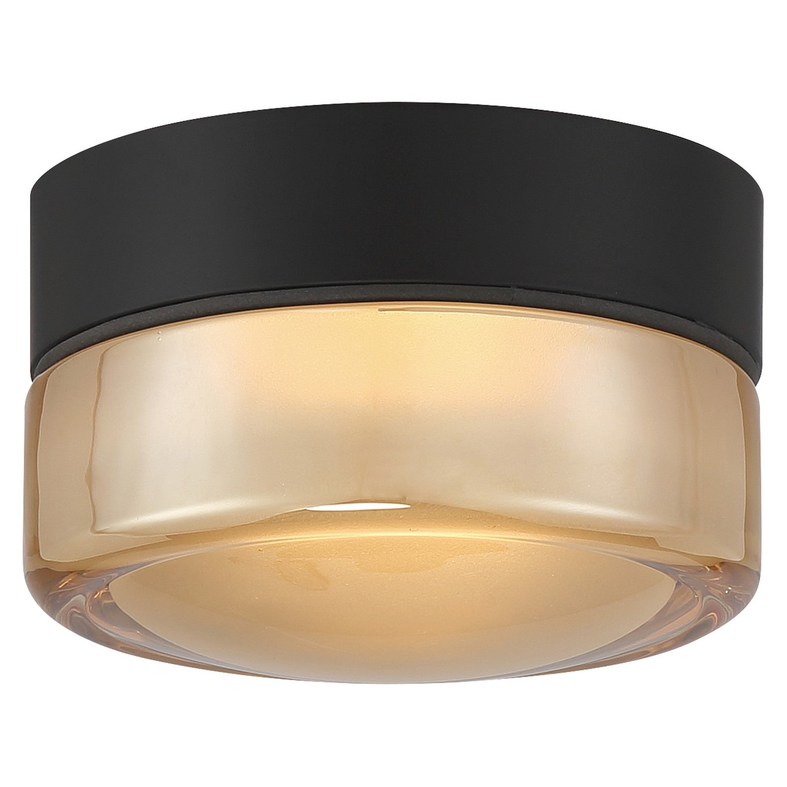 Access Masso LED Flush Mt, Matte Black, Amber Glass/Amber