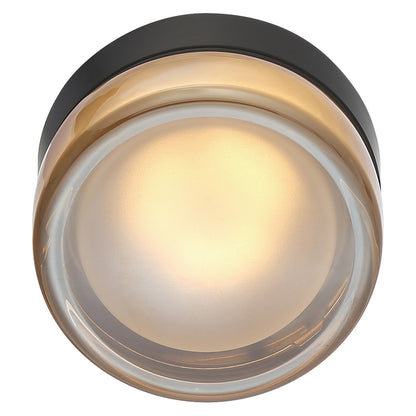 Access Masso LED Flush Mt, Matte Black, Amber Glass/Amber