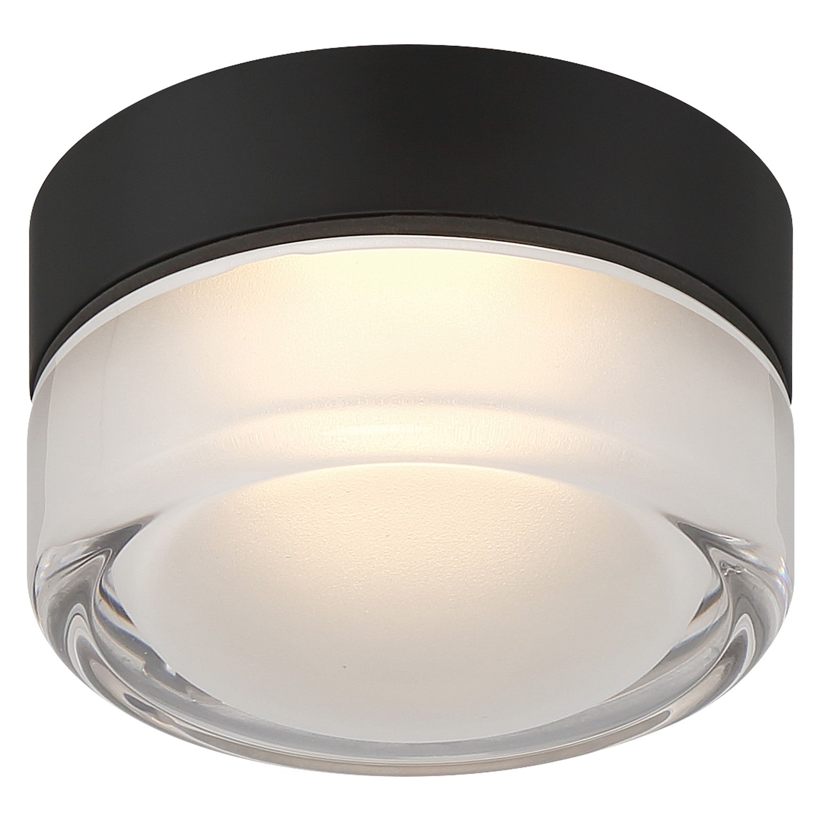 Access Masso LED Flush Mt, Matte Black, Clr Frosted
