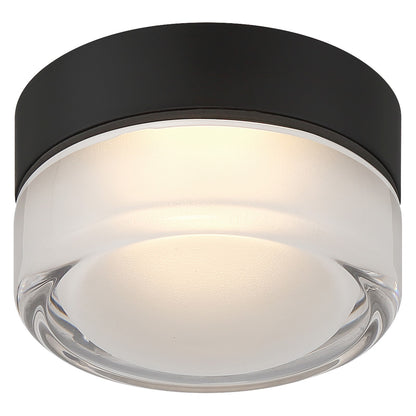 Access Masso LED Flush Mt, Matte Black, Clr Frosted