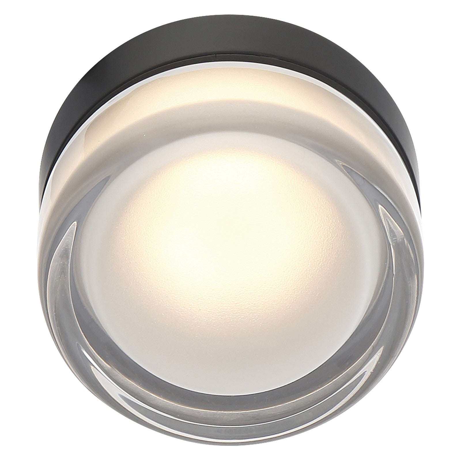 Access Masso LED Flush Mt, Matte Black, Clr Frosted
