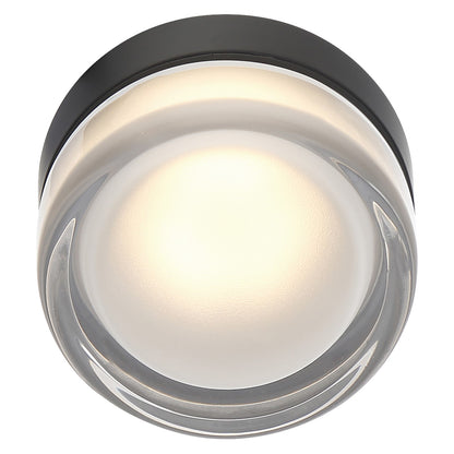 Access Masso LED Flush Mt, Matte Black, Clr Frosted