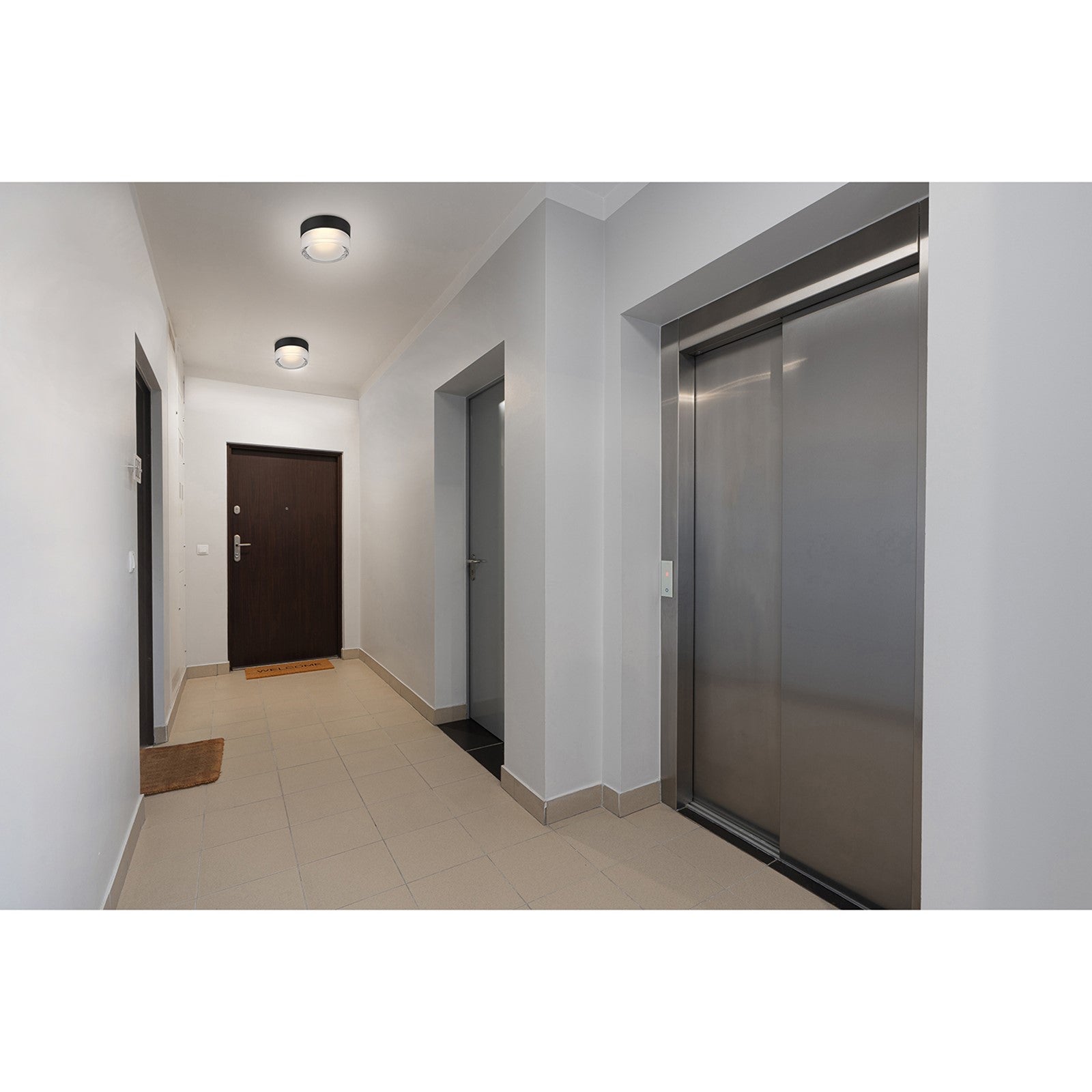 Access Masso LED Flush Mt, Matte Black, Clr Frosted