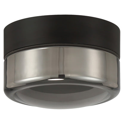 Access Masso LED Flush Mt, Matte Black, Smoke Glass/Smoke