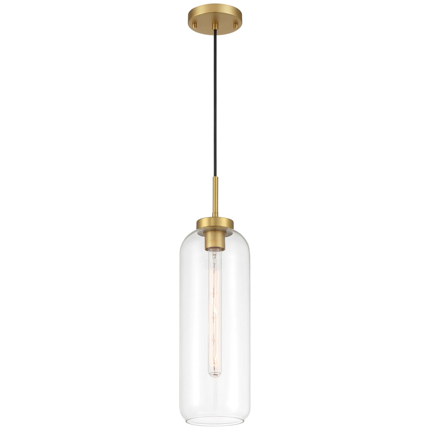 Access Lighting Elle 1Lt Pendant, Antique Brushed Brass/Clear