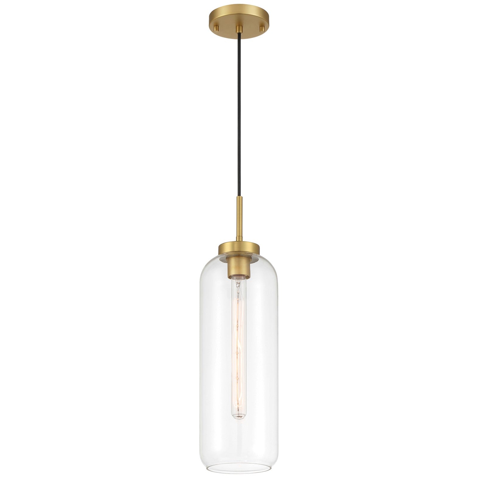Access Lighting Elle 1Lt Pendant, Antique Brushed Brass/Clear