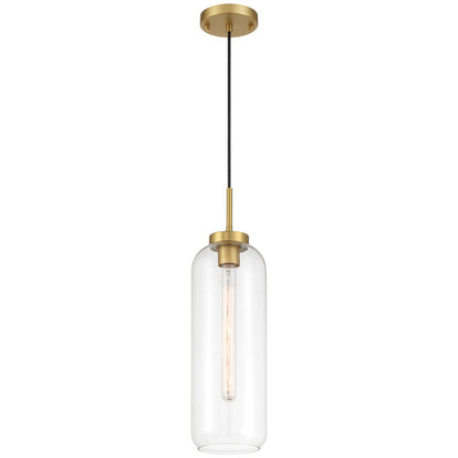 Access Lighting Elle 1Lt Pendant, Antique Brushed Brass/Clear