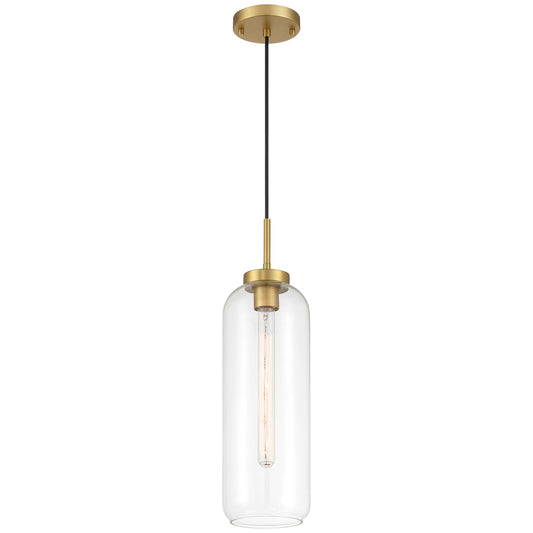 Access Lighting Elle 1Lt Pendant, Antique Brushed Brass/Clear