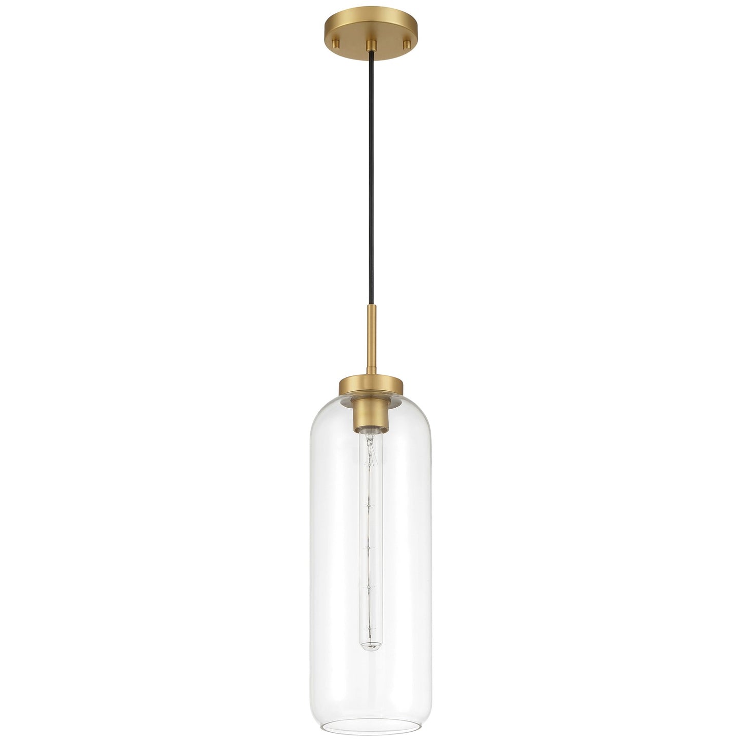 Access Lighting Elle 1Lt Pendant, Antique Brushed Brass/Clear