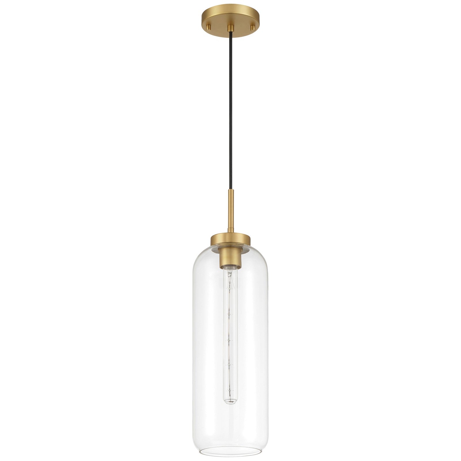 Access Lighting Elle 1Lt Pendant, Antique Brushed Brass/Clear