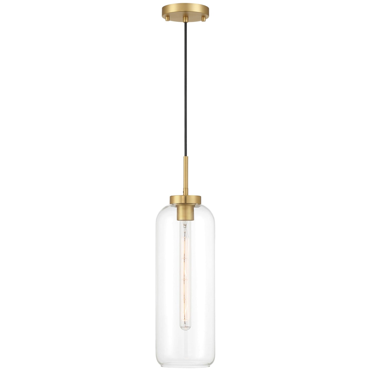 Access Lighting Elle 1Lt Pendant, Antique Brushed Brass/Clear