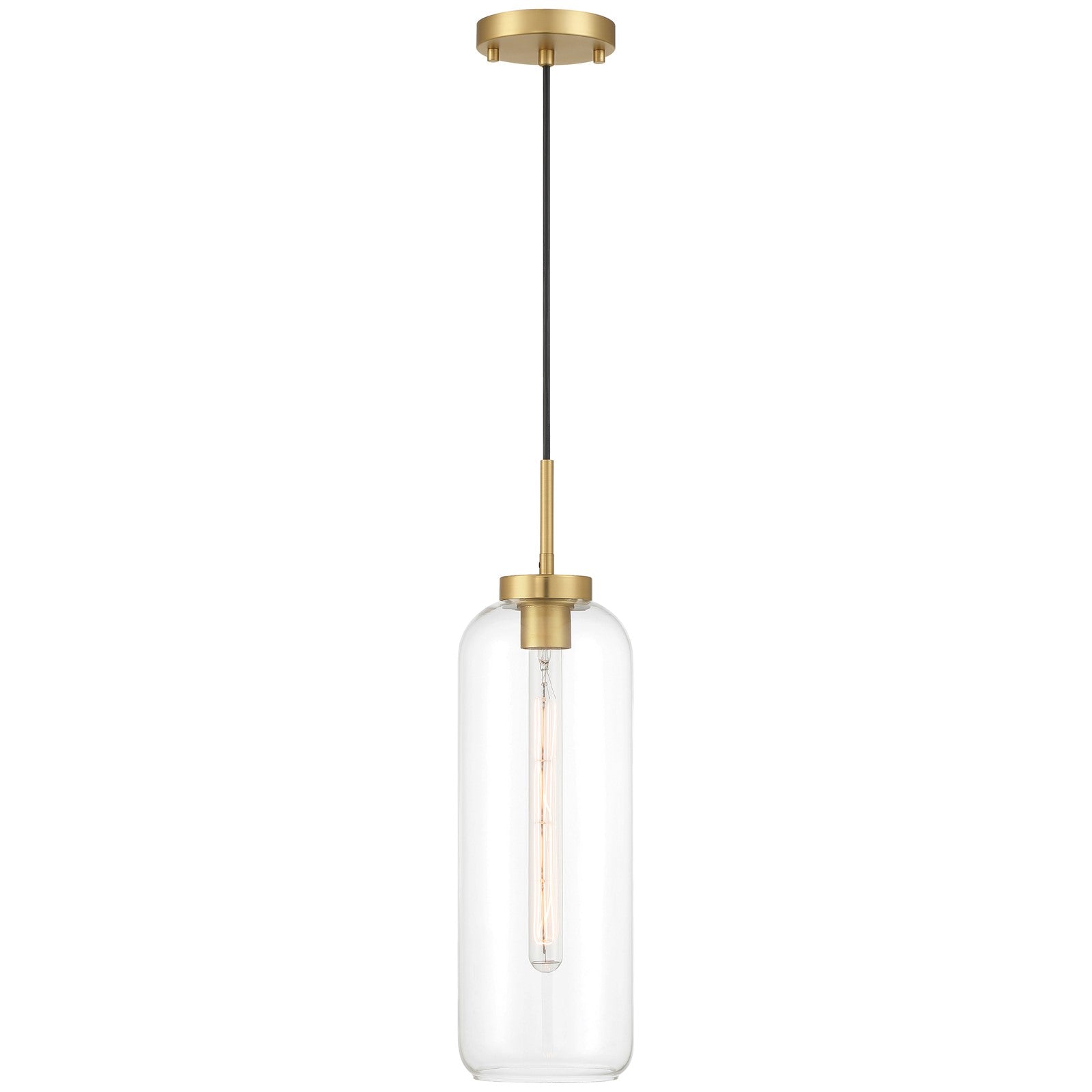 Access Lighting Elle 1Lt Pendant, Antique Brushed Brass/Clear