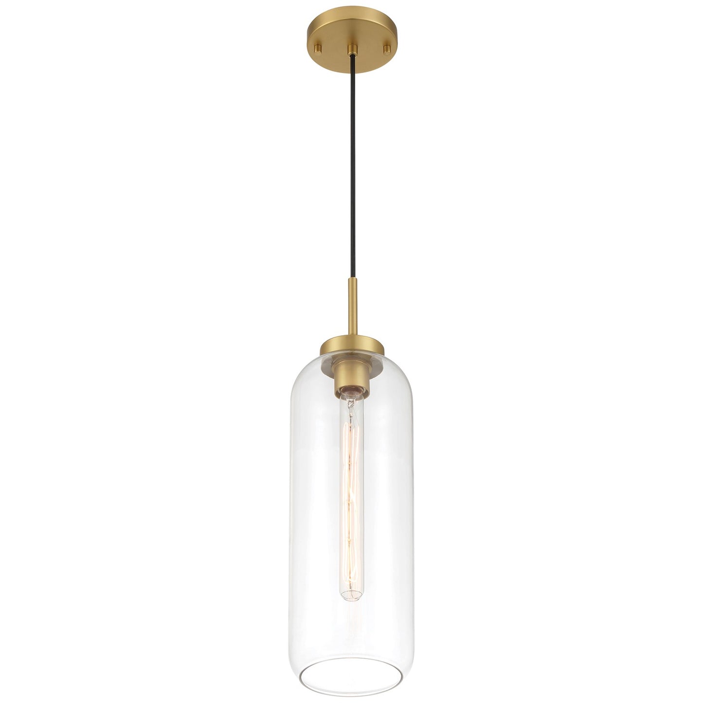 Access Lighting Elle 1Lt Pendant, Antique Brushed Brass/Clear