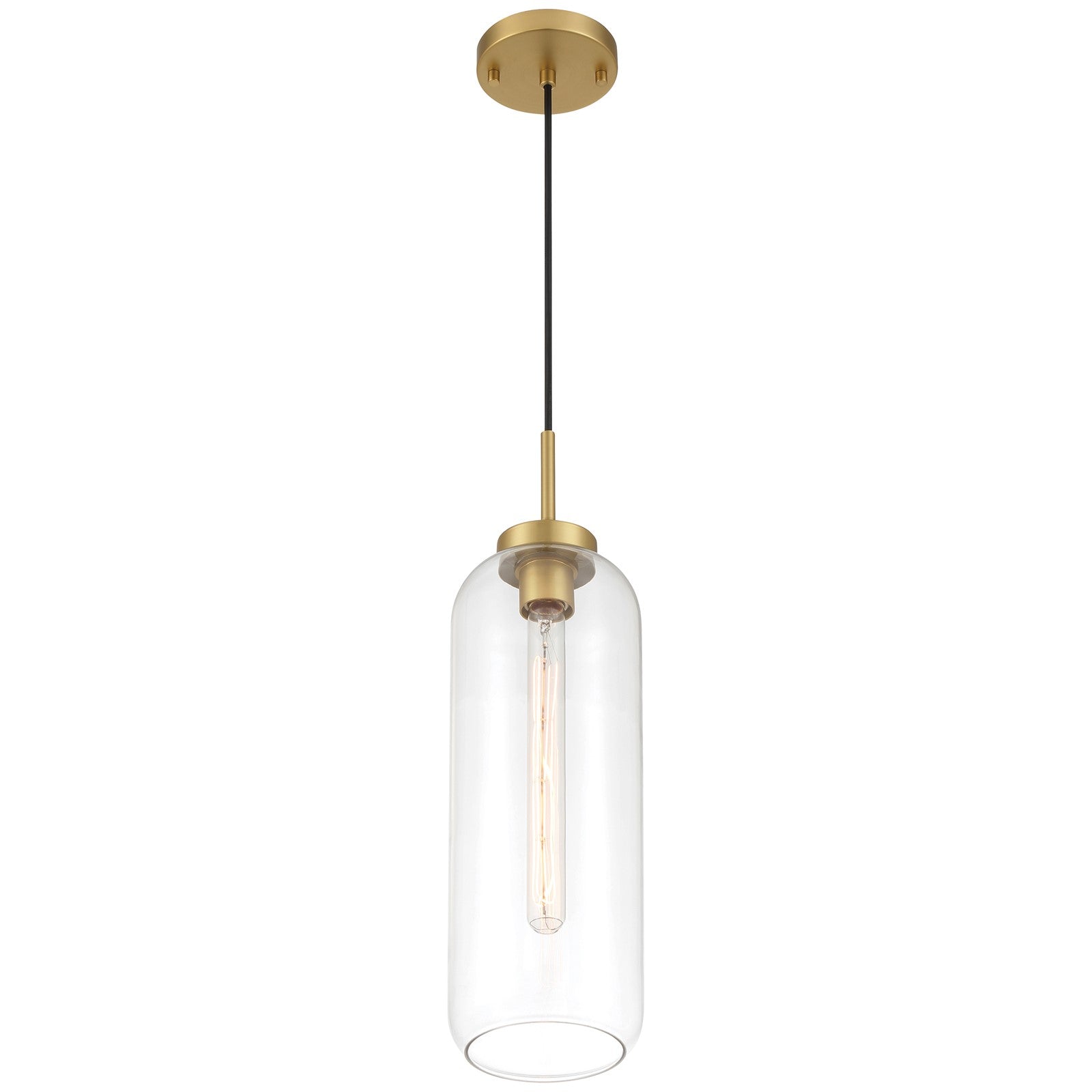 Access Lighting Elle 1Lt Pendant, Antique Brushed Brass/Clear