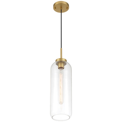 Access Lighting Elle 1Lt Pendant, Antique Brushed Brass/Clear