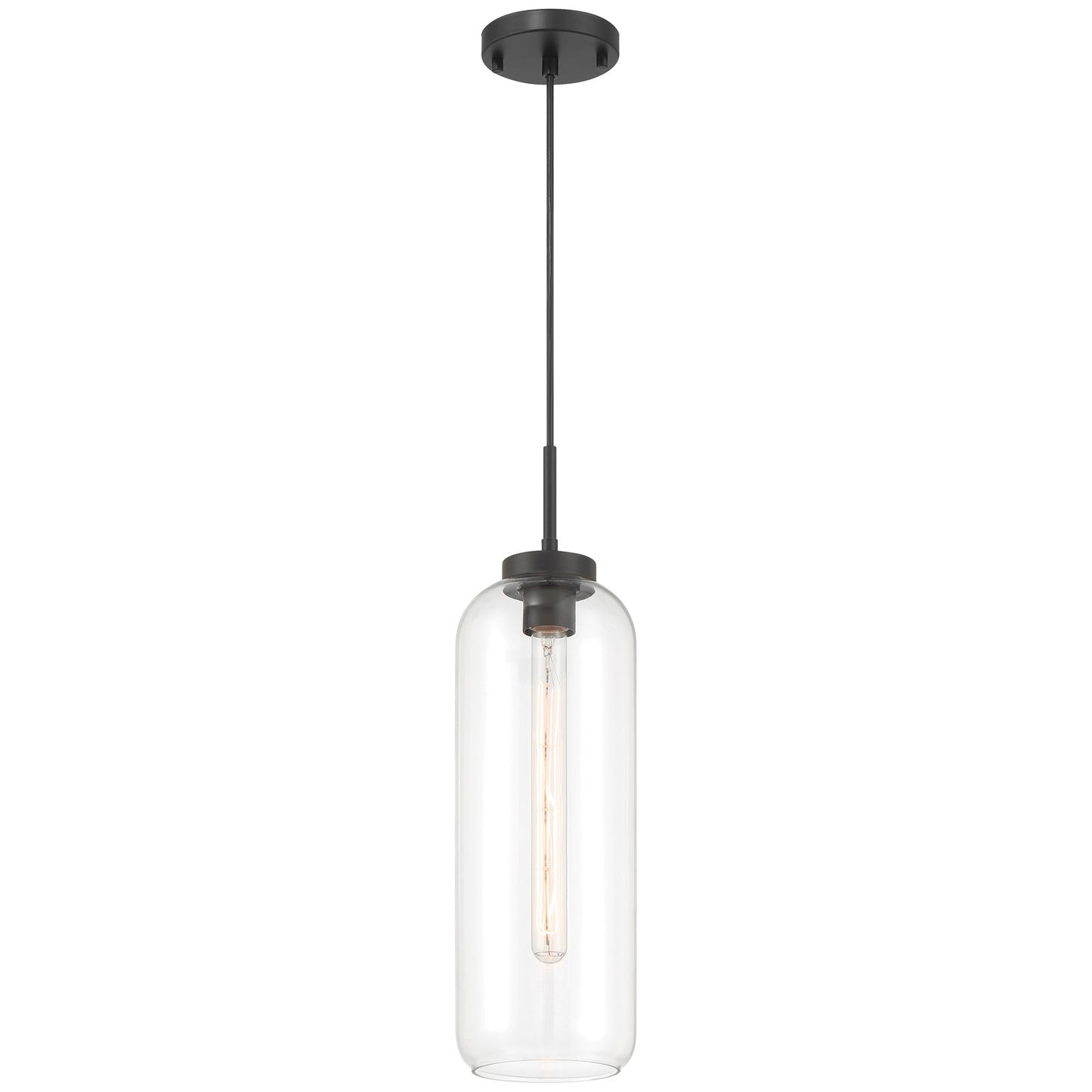 Access Lighting Elle 1 Light Pendant, Matte Black/Clear