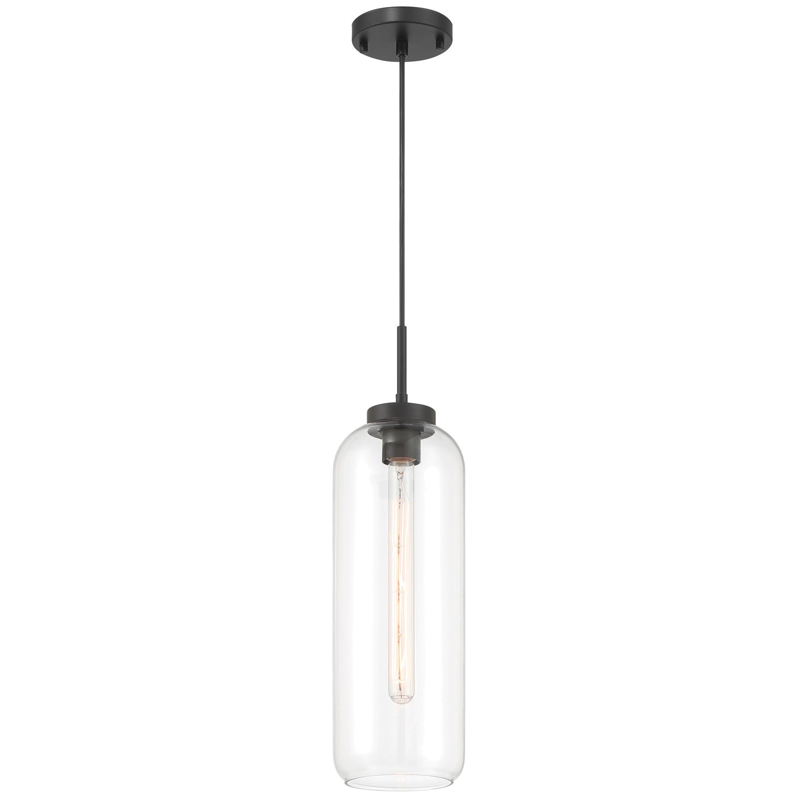 Access Lighting Elle 1 Light Pendant, Matte Black/Clear