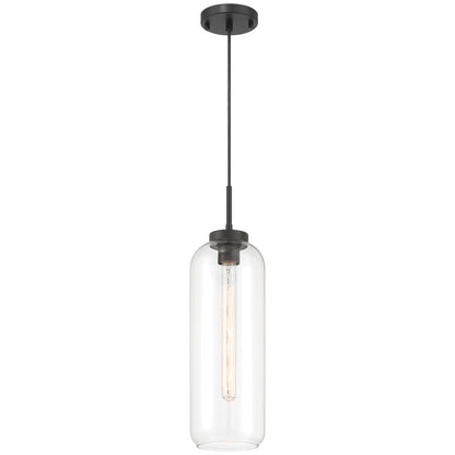 Access Lighting Elle 1 Light Pendant, Matte Black/Clear