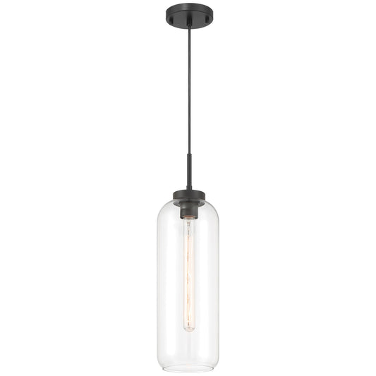Access Lighting Elle 1 Light Pendant, Matte Black/Clear